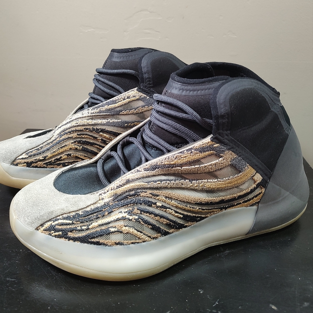 Adidas Yeezy Boost Quantum Black and Gold High-Top Sneakers